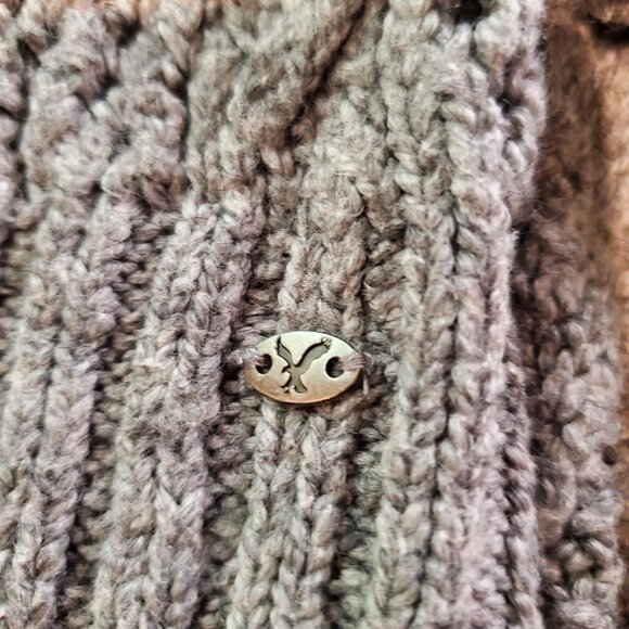 AMERICAN EAGLE SZ M Womens Cotton/Wool Blend Diamond Pattern Knit Sweater Gray - Picture 7 of 11